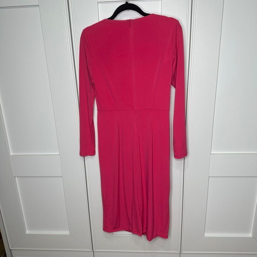 London Times Pink Jersey Dress Midi Slimming with Sleeves. Size 8 (c1) - Picture 7 of 10